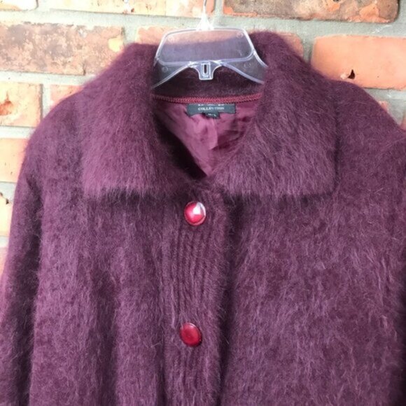 D & D Vintage Angora Cardigan Sweater Coat Jacket Warm Lined Pockets Soft Coay L - Picture 5 of 16